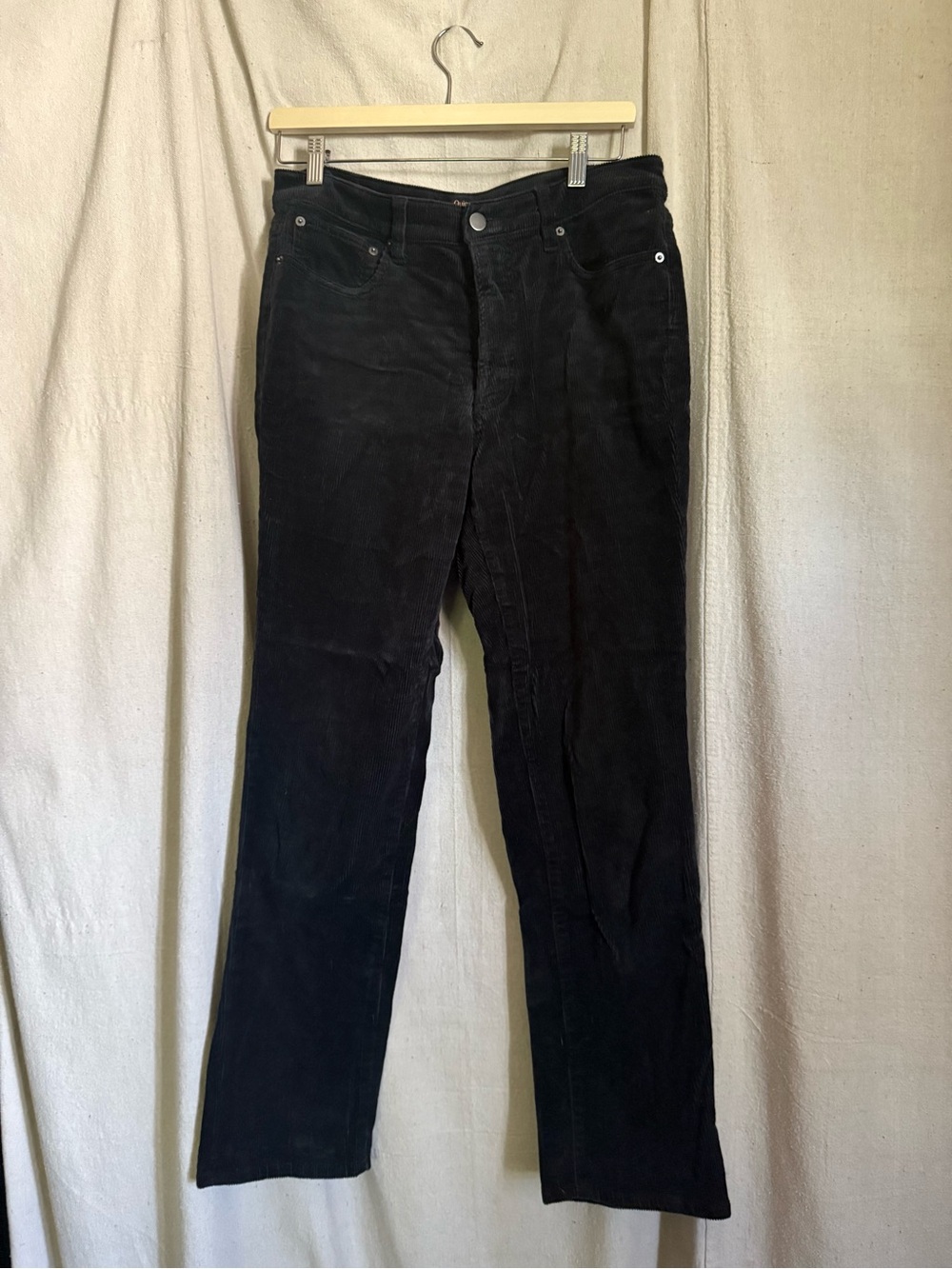 Quince Black Corduroy Straight-Leg Pants